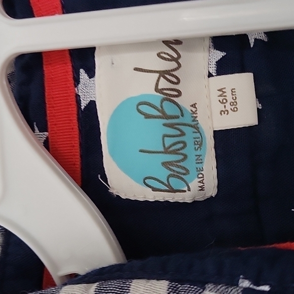 Baby Boden Gingham Check Blue Gray Stars Cotton Snaps Button Down Shirt Sz.3-6mo - Picture 2 of 12